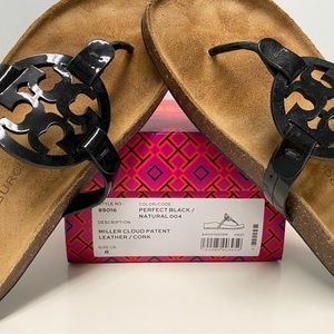 Tory Burch Miller Cloud Black Patent Leather Sandal